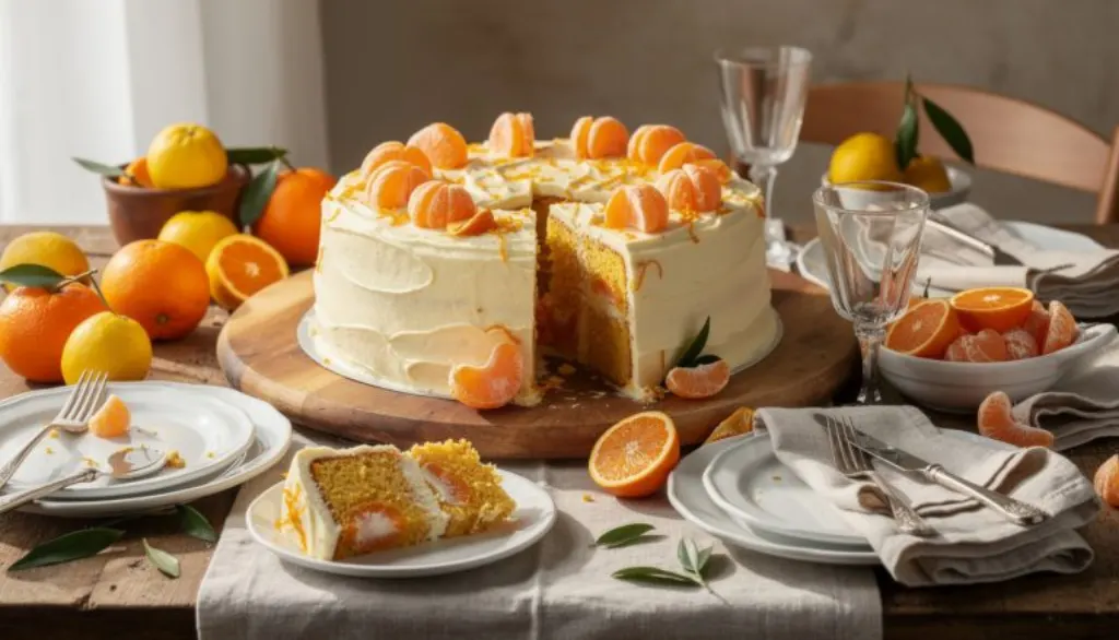 découvrez notre gâteau moelleux à la clémentine, sublimé par une huile d'olive citronnée et une crème mascarpone onctueuse, pour un délice festif unique et parfumé.