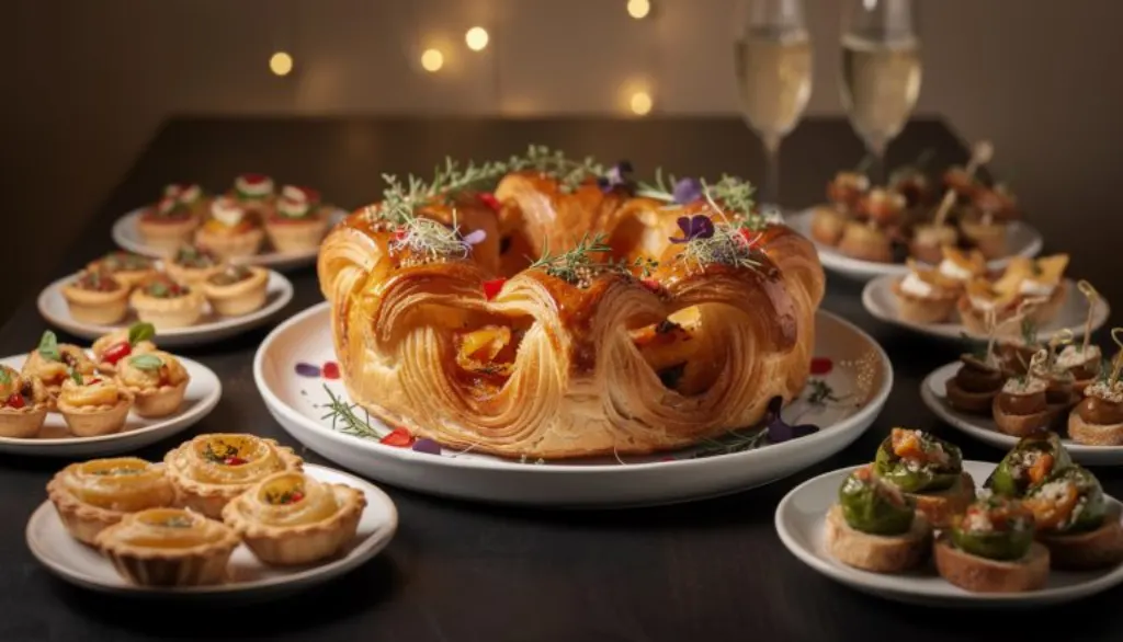 découvrez une couronne feuilletée originale et délicieuse qui remplacera parfaitement toasts et verrines pour épater vos convives lors du réveillon.