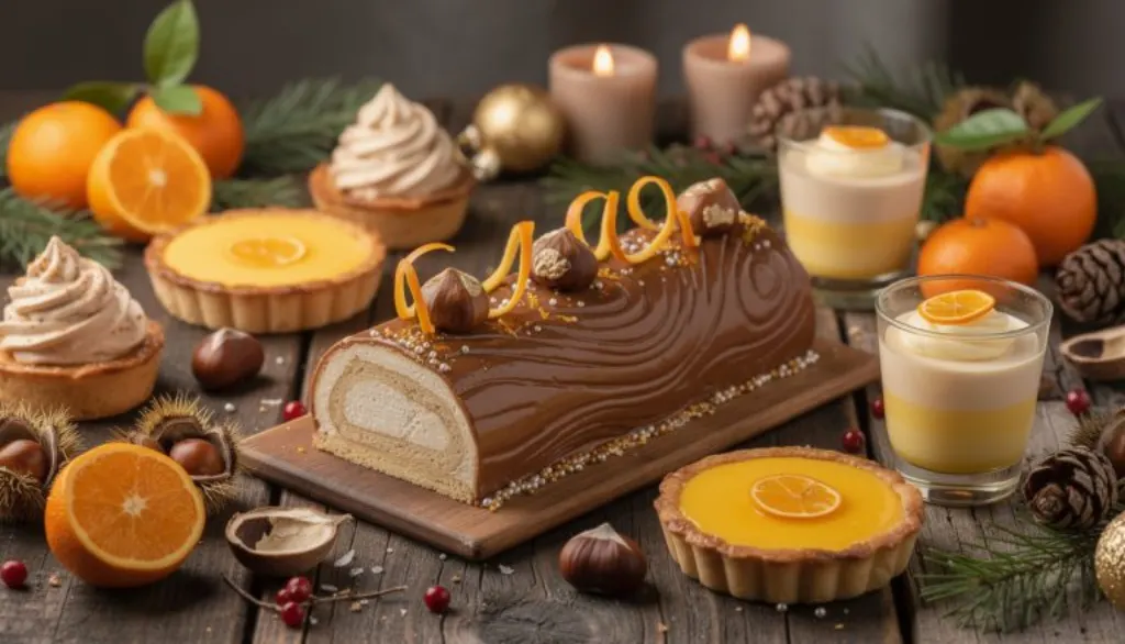 découvrez la bûche de noël alliant la douceur des marrons à la vivacité des agrumes, pour une explosion de saveurs qui ravira vos papilles lors des fêtes.