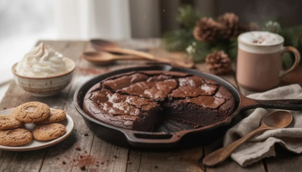 découvrez notre brownie rustique poêlé, une douceur hivernale irrésistible qui réchauffe les cœurs et ravit les palais avec son goût authentique et sa texture fondante.