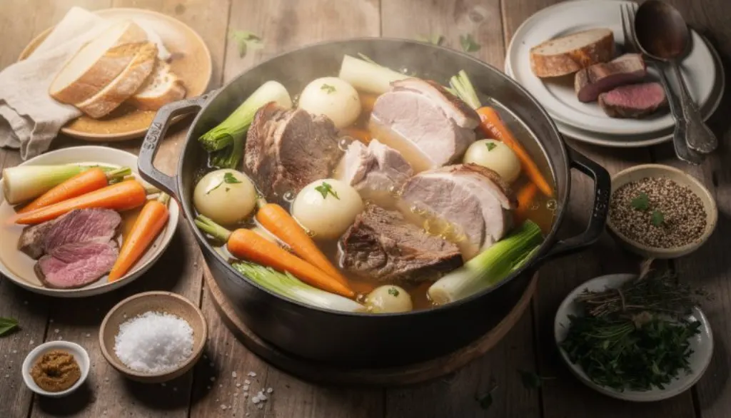 découvrez le secret de laurent mariotte pour un pot-au-feu aux saveurs intenses : un trio de viandes sélectionnées pour révéler tout le caractère de ce plat traditionnel.