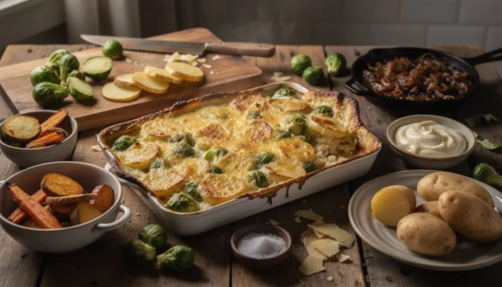 découvrez notre gratin d'hiver aux choux de bruxelles et pommes de terre, sublimé par une cuisson préparatoire qui fait de ce plat réconfortant la star de la saison.