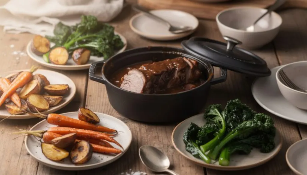 découvrez notre recette de porc fondant en cocotte accompagné d'une sauce parfumée, un plat d'hiver chaleureux qui sublime légumes et viande pour un repas convivial et réconfortant.