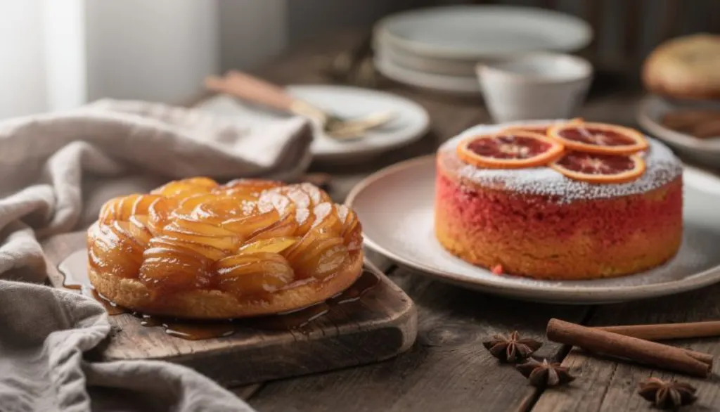découvrez notre tarte tatin revisitée et un cake moelleux à l'orange sanguine, des desserts d'hiver gourmands et innovants pour régaler vos papilles.
