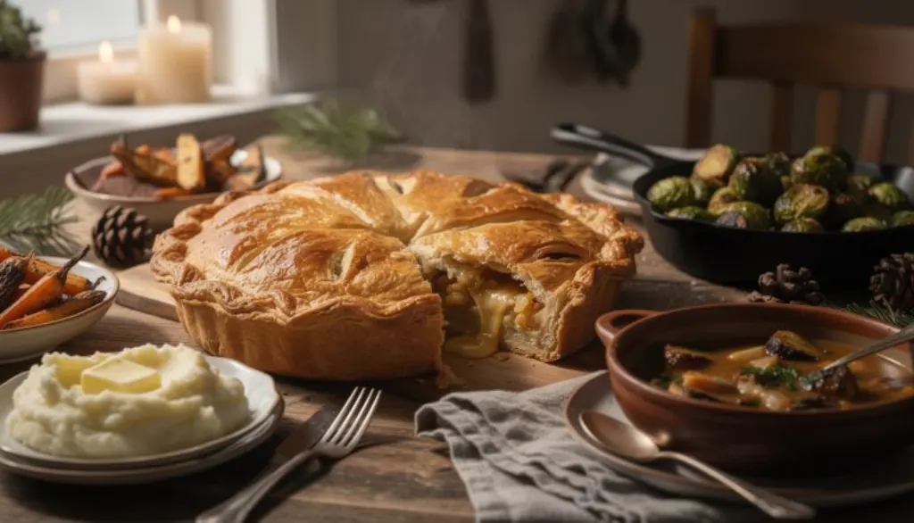 découvrez une tourte dorée et savoureuse, parfaite alliance de croustillant et fondant, pour réchauffer vos repas d'hiver en famille avec gourmandise.