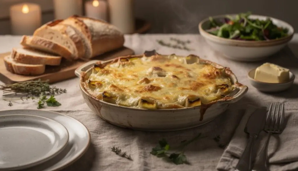 découvrez notre gratin de poireaux onctueux et doré, une recette réconfortante idéale pour réchauffer vos soirées d'hiver avec douceur et saveur.