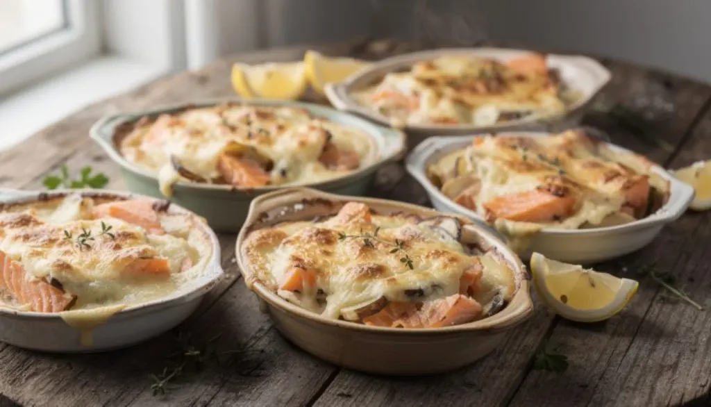 découvrez notre gratin d'hiver revisité, alliant une béchamel onctueuse à une truite fumée fondante pour une explosion de saveurs réconfortantes et raffinées.