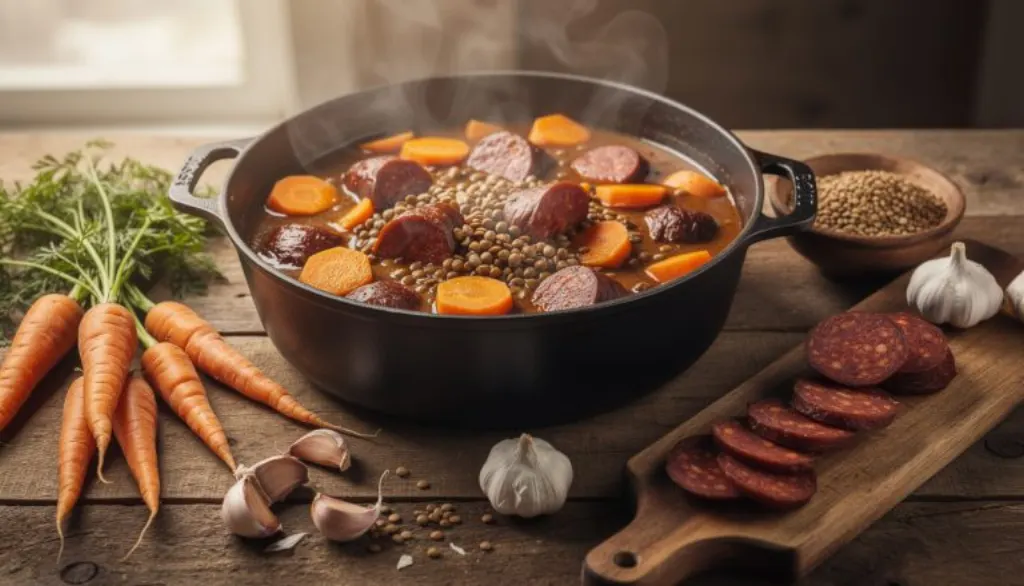 découvrez la recette réconfortante de lentilles, carottes et saucisse fumée, le trio gourmand qui réchauffe votre cocotte tout l'hiver pour des repas savoureux et chaleureux.