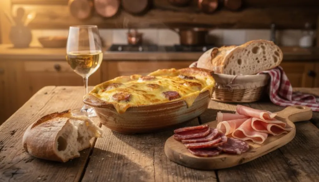 découvrez notre recette authentique de gratin savoyard au reblochon fondant et à la saucisse de morteau fumée pour une ambiance conviviale et chaleureuse de chalet.