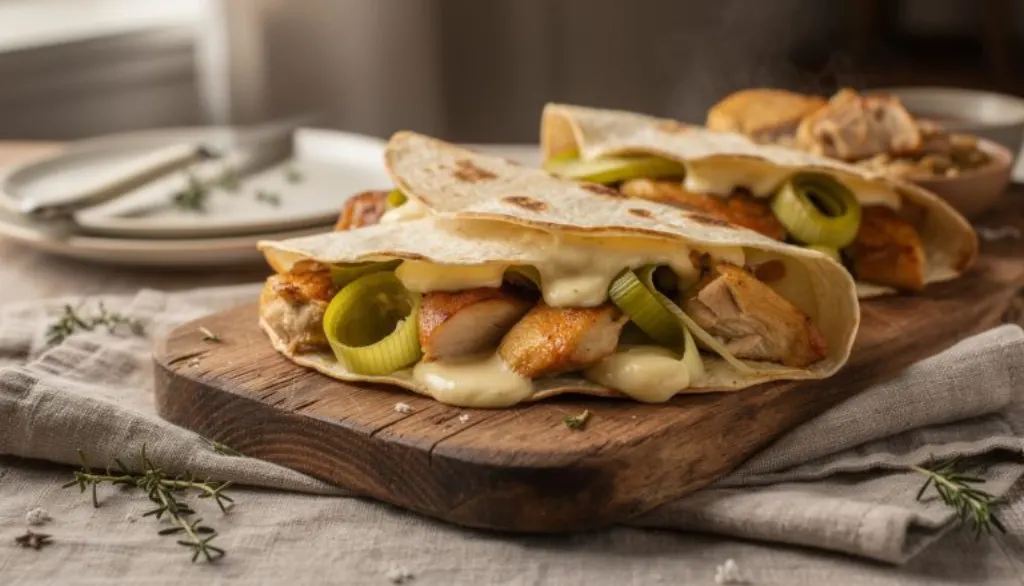 découvrez notre recette hivernale gourmande de tortillas fondantes aux poireaux et poulet, simple et rapide à préparer pour un repas réconfortant en toute saison.
