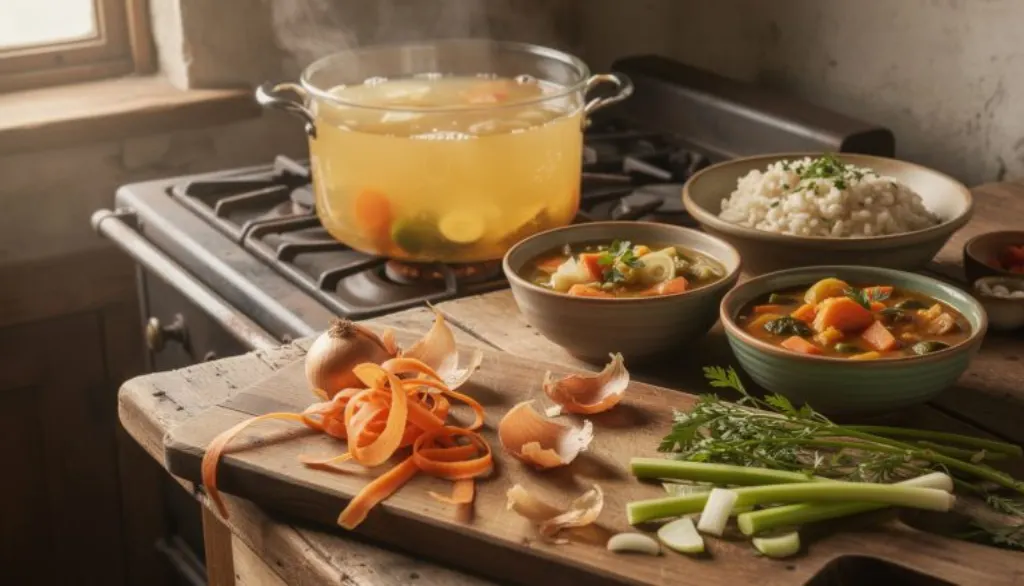 apprenez à réaliser un bouillon de légumes maison en utilisant vos épluchures. une recette simple, écologique et savoureuse pour sublimer vos plats.